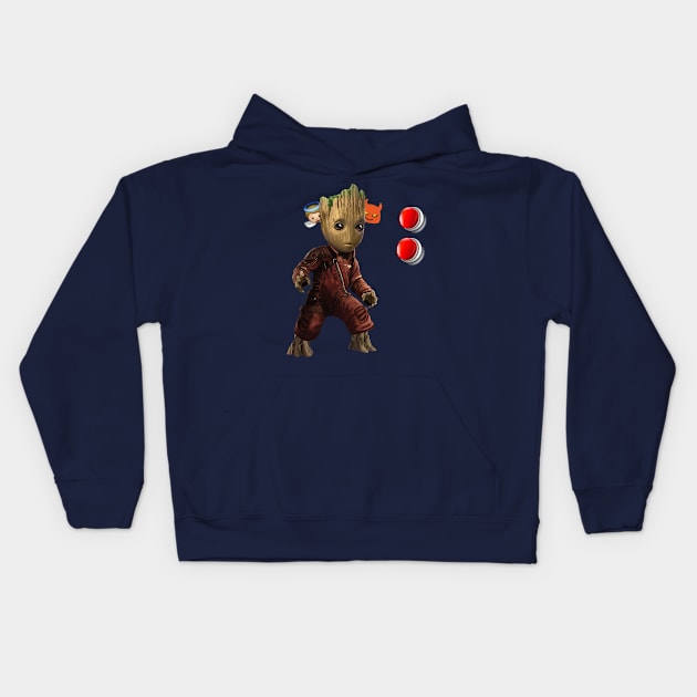 Groot pushing the button Kids Hoodie by marius28